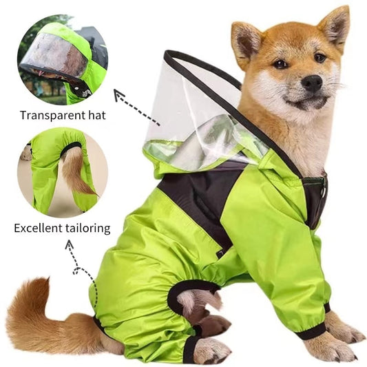 Pet Raincoat With Transparent Hood