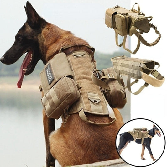 Tactical No Pull Dog Harness And Pouch Set